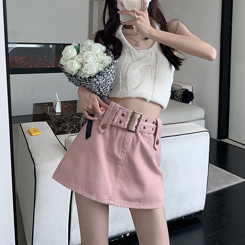 Actual price: Spring 2022 new millennium Spice Girls cowboy skirt, high waist A-line shorts skirt
