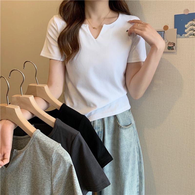 Summer new cotton 2022 new fashion versatile Korean Short Sleeve T-Shirt women's short