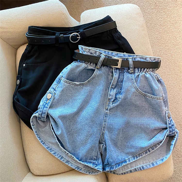 Real shooting design high waist thin curled light color wearing hot pants ins Hot Girl Cowboy SHORTS in fashion