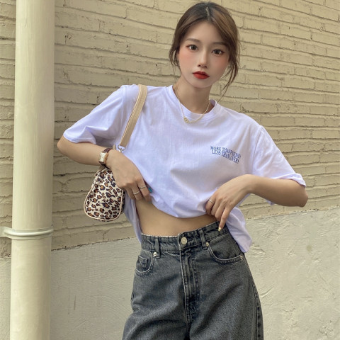 Short sleeve T-shirt women's summer thin loose ins fashion design sense of minority oversize top T-shirt