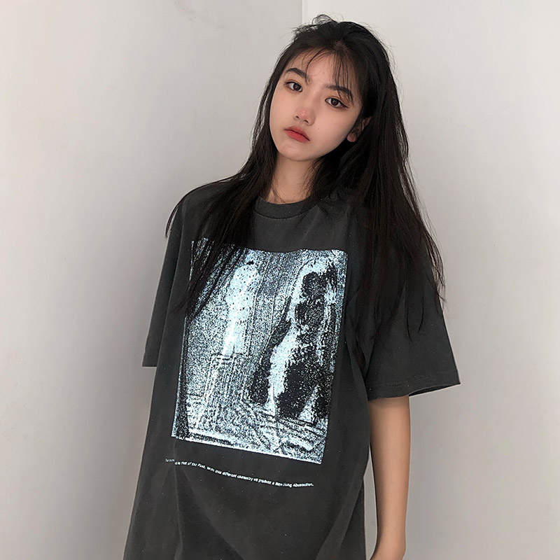 Official figure real price cotton summer clothes new Korean version American retro national fashion short sleeved T-shirt women's top