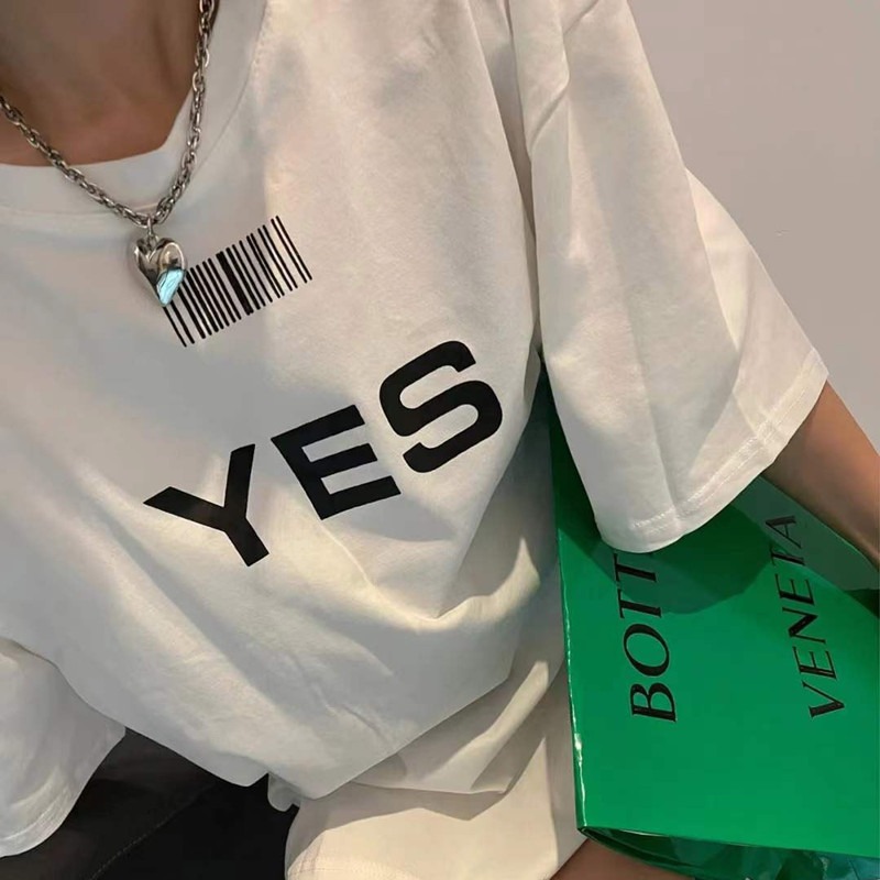 Summer new net red ins super fire design letter printing T-shirt loose medium and long Korean top