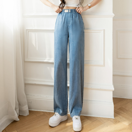 Real shot Tiansi wide leg jeans women's 2022 spring and summer new high waist thin loose thin vertical straight ice silk