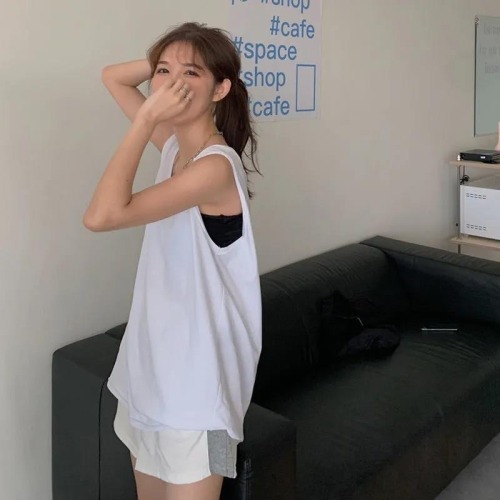 Official figure real price milk silk suspender vest for women with sleeveless T-shirt inside and trendy port style outside