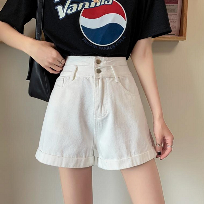 Jeans women's spring summer 2022 summer new high waist slim ins loose straight wide leg shorts trend