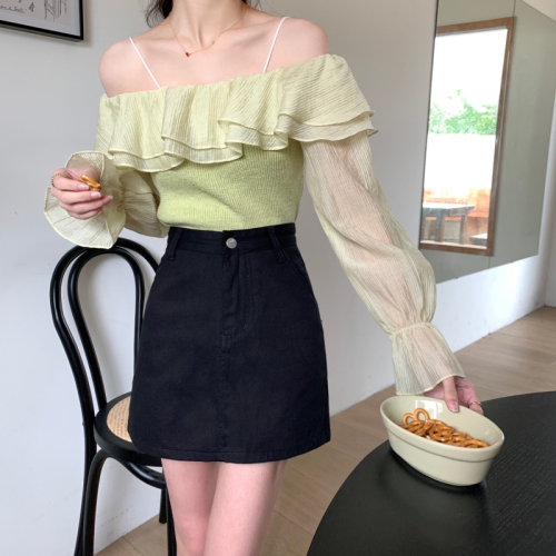 Spring and summer  denim skirt women's Korean version high waist elastic tight Hip Wrap trouser skirt split light proof skirt