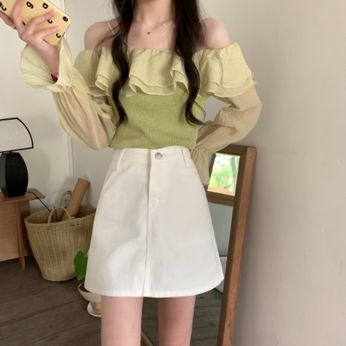 Spring and summer  denim skirt women's Korean version high waist elastic tight Hip Wrap trouser skirt split light proof skirt
