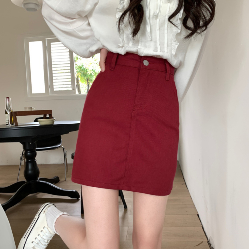 Spring and summer  denim skirt women's Korean version high waist elastic tight Hip Wrap trouser skirt split light proof skirt