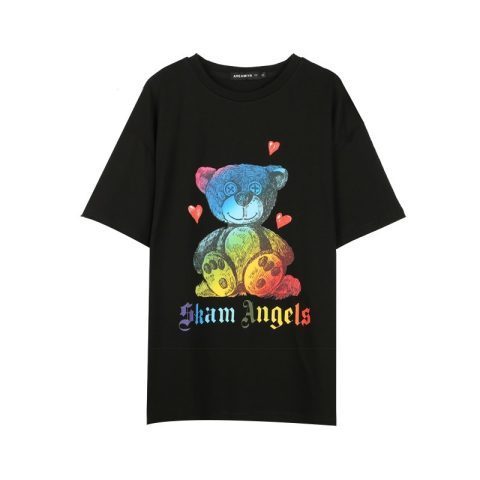 2022 new color bear short sleeve T-shirt women's fashion brand ins summer loose and versatile cartoon couple top