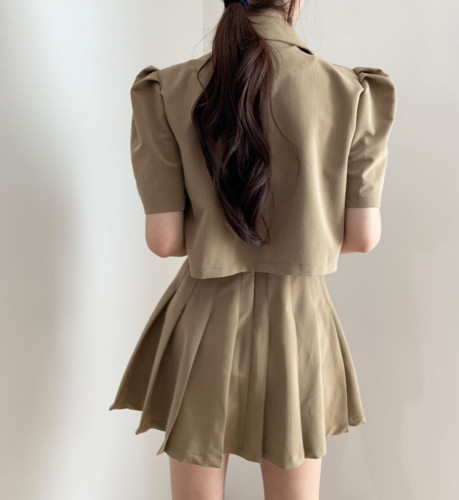 Ins summer style suspender skirt + short and thin small suit coat for women