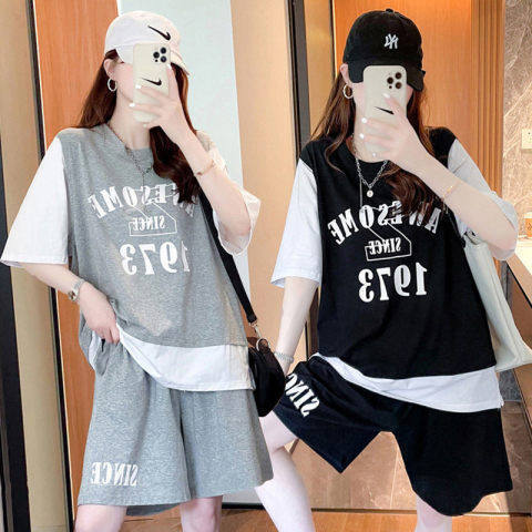 Official figure casual sportswear suit women's summer vacation two new fashion short sleeved loose pants two-piece set