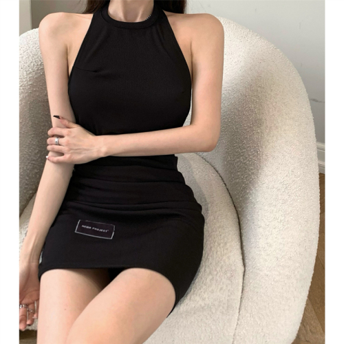 Real price pure sexy girl dress women's Summer Black backless sexy skirt new style tight hip skirt
