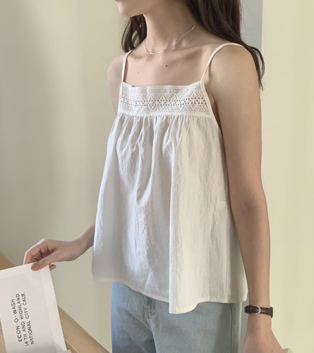 Korean ins small sexy thin white suspender vest
