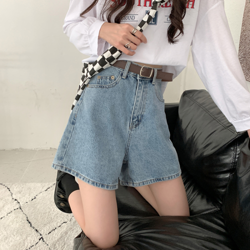 Real price 2022 spring and summer new high waist thin denim shorts versatile casual wide legged pants hot pants