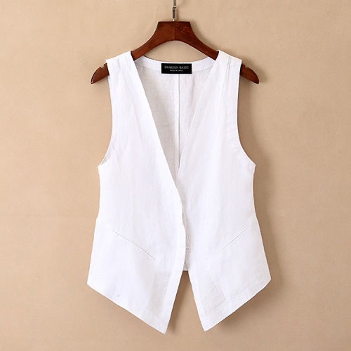  summer and autumn vest, women's Linen outer coat, women's short cotton linen vest, breathable and thin