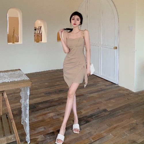 French retro sexy sleeveless suspender dress spring dress new waist slim short skirt 2022 women's fashion