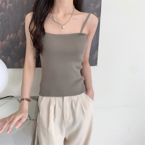 Real price and real shooting Korean version of versatile slim knit suspender vest suspender blouse