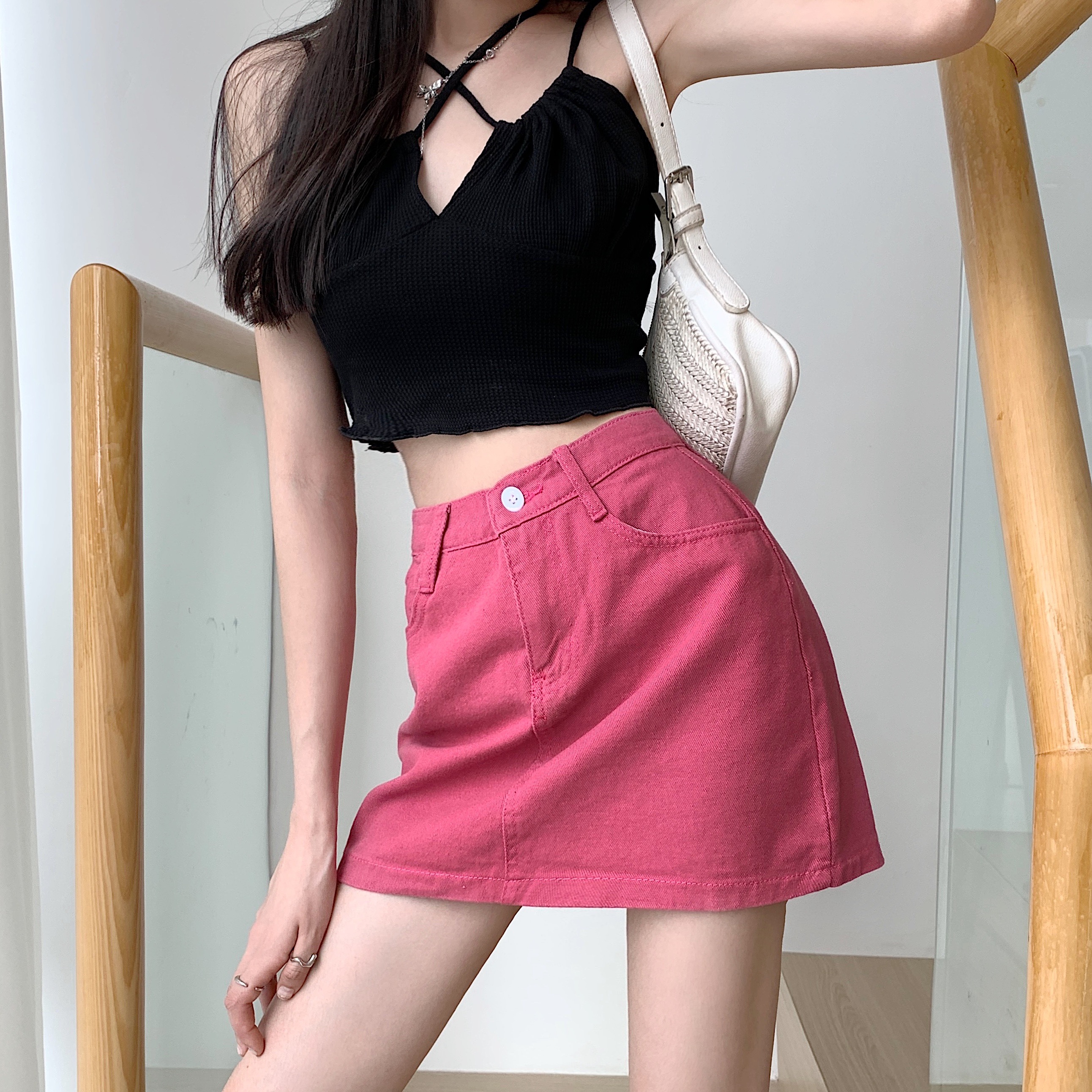 Real price ~ bust skirt female 2022 new slim A-line short skirt high waist hot girl Hip Wrap Skirt