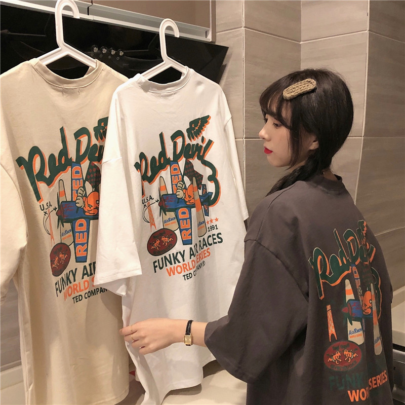 Cotton printed short sleeve T-shirt women's summer 2022 new Korean loose large fat mm top