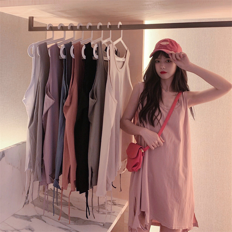 Real price medium length vest women's summer wear 2022 new loose hole hot girl sexy