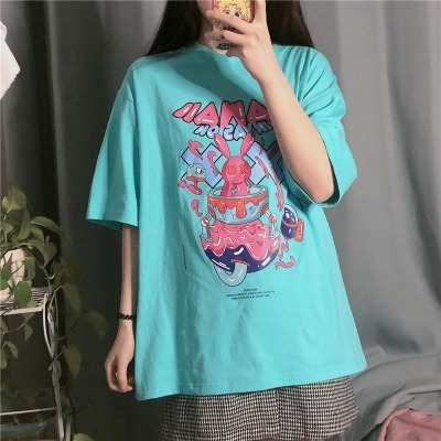  spring and summer new Korean ulzzang port chic printed short sleeved t-shirt female student top