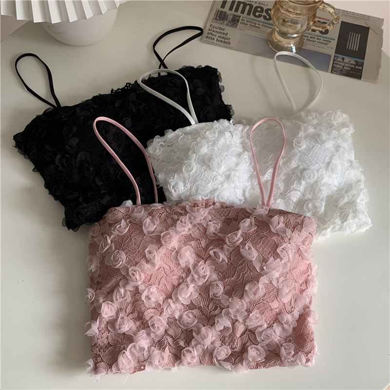 Real price summer girl rose petals with breast pad, slim waist, versatile, sexy suspender vest