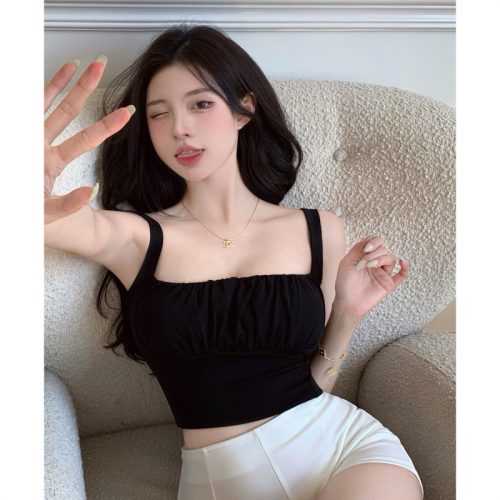 Real price ins low chest super sexy elastic fold wrap chest small suspender high waist short style thin jacket holiday vest summer