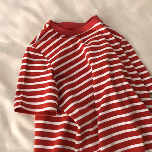 Official figure real price cotton 2022 new short sleeve T-shirt women's stripe net red live broadcast