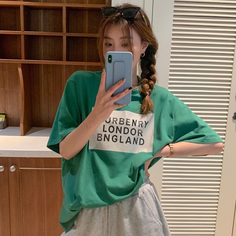 Real shooting of Korean ins short sleeved summer new female T-shirt printed student round neck