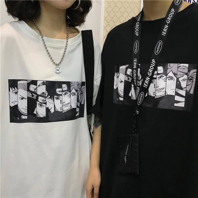 Anime Naruto short sleeve fashion brand student couple clothes men's and women's same clothes loose top fashion