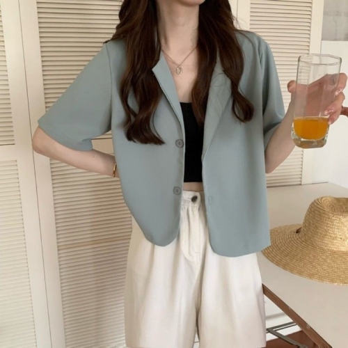 Summer suit coat women's 2022 new small loose casual fried Street short sleeved suit top