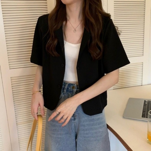 Summer suit coat women's  new small loose casual fried Street short sleeved suit top