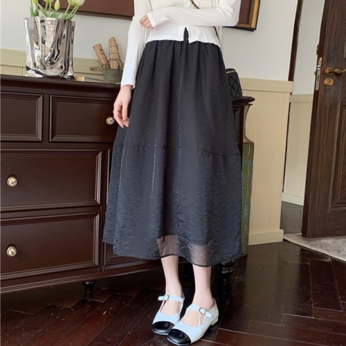 Very fairy gauze skirt for women's spring 2022 new high waist slim medium length A-line skirt umbrella skirt