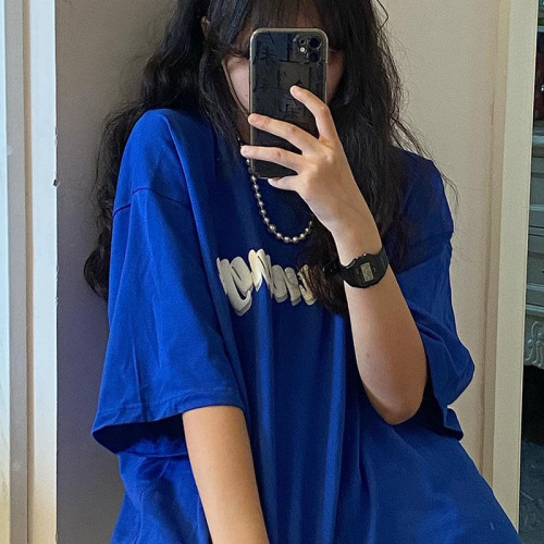 Klein Blue Short Sleeved women's T-shirt summer and Korean trendy student BF loose and versatile top