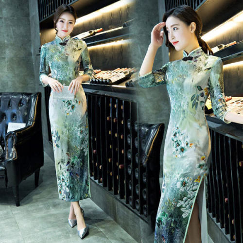 Fat mm dress French stand collar fashion improved cheongsam dress women's middle and long summer 2022 new dress