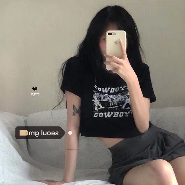Net red cartoon printed short T-shirt women's new loose short sleeve Spice Girl Top