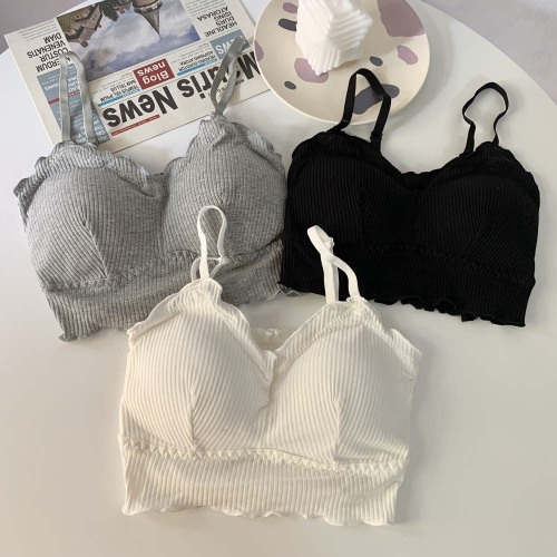 Real shooting and real price summer Korean version solid color underwear student beautiful back versatile vest wrapped chest small chest gathered bra