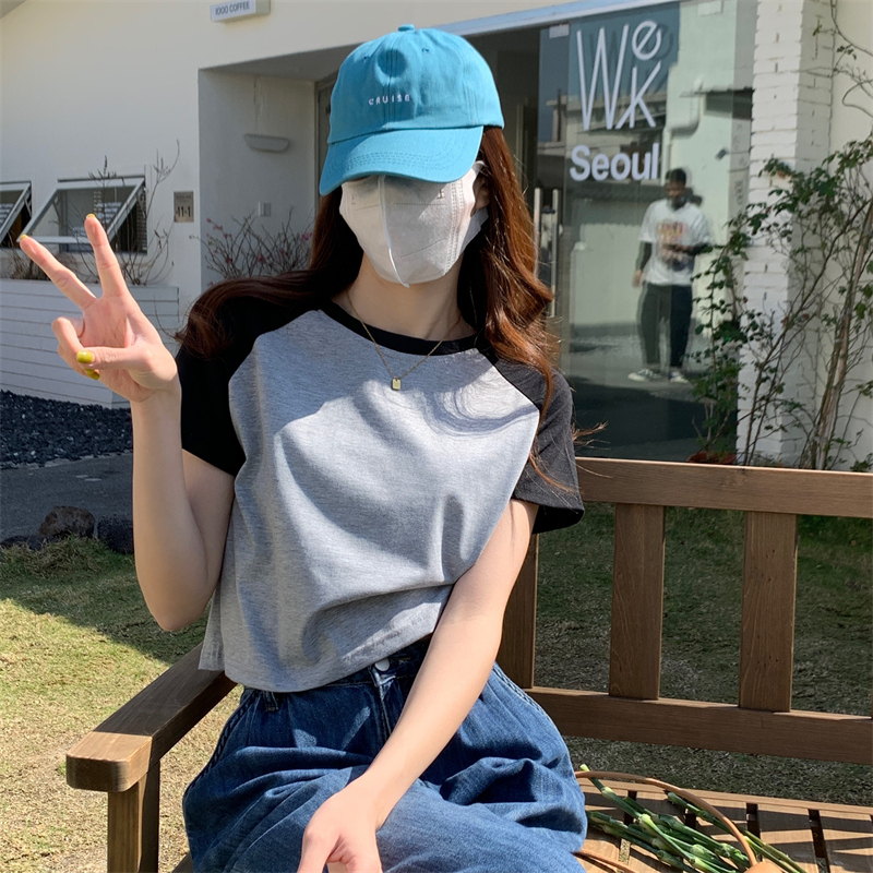 Real price cotton summer fashion small shirt loose short sleeved T-shirt women's minority coat