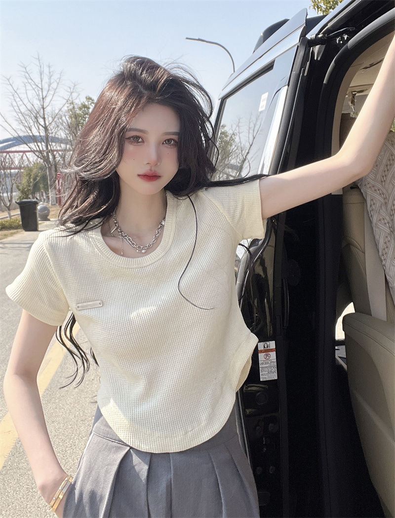 Irregular short sleeve Spice Girl slim short top summer