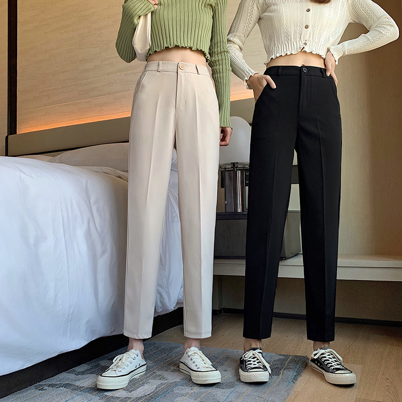 Real shooting vertical feeling suit pants 2022 autumn new high waist SLIM STRAIGHT pants versatile nine point pants women's wear
