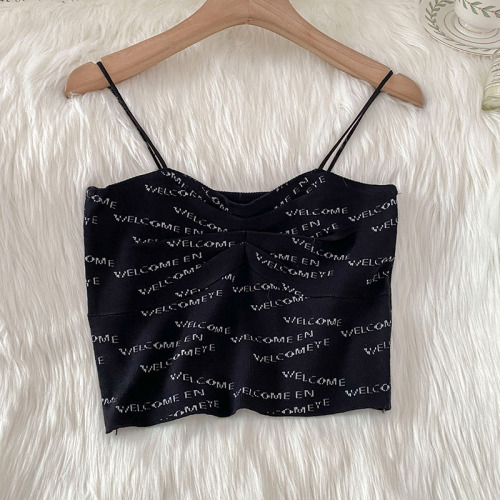 Letter suspender vest female design sense of minority sexy bra chic fishbone backing with pure desire top inside