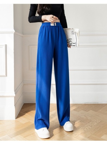 Ice silk casual pants women's spring and autumn high waist loose vertical feeling straight tube wide leg pants tall thin and versatile floor mopping pants