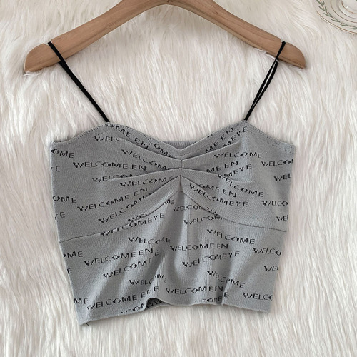 Letter suspender vest female design sense of minority sexy bra chic fishbone backing with pure desire top inside