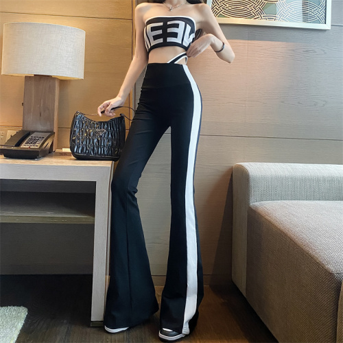 Real price micro horn fashion elastic casual pants women's loose high waist in spring and summer, thin and versatile floor mops