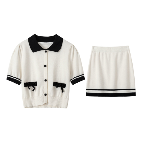 White Xiaoxiang Mingyuan style suit women's summer style foreign style skirt suit two-piece set