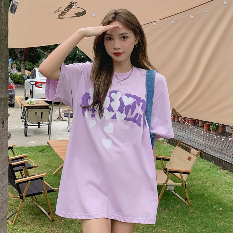 Harajuku BF style short sleeve T-shirt women's 2022 summer season new Korean student personalized printing top fashion