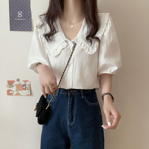 2022 new style French style doll shirt with short sleeves