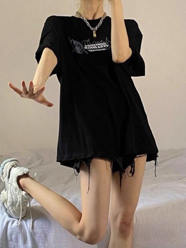 Short sleeve T-shirt women's summer new ins Harajuku fashion print loose and versatile top