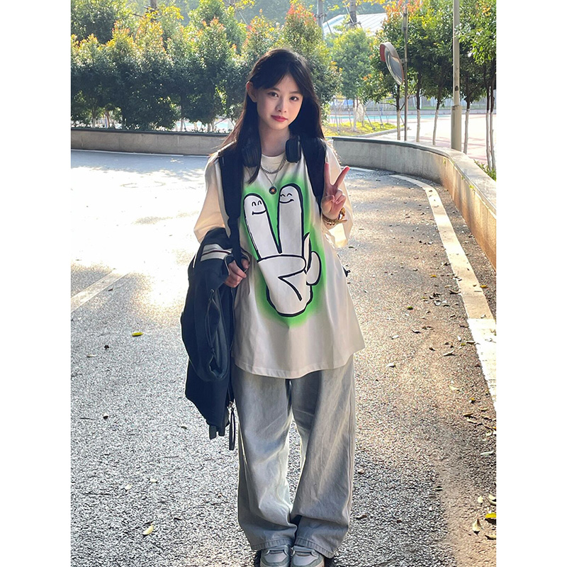 Loose ins fashion brand oversize design sense of minority half sleeve top