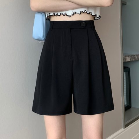 Suit Shorts women's  summer new loose large size outer wear high waist versatile five point wide leg pants casual pants